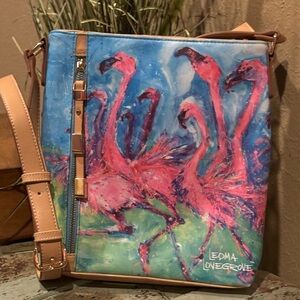 Leona Lovegrove Flamingo Print Cossbody Bag